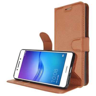 

KOOLIFE Play 6A Mobile Shell Protect Leather Case Flip Flip Card Shockproof Card Holder Soft Case for Huawei glory play 6a Cool Series - Brown