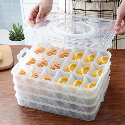 

Qinglan frozen dumplings storage box refrigerator storage box portable dumplings box refrigerated dumplings tray 4 layers 18 grid