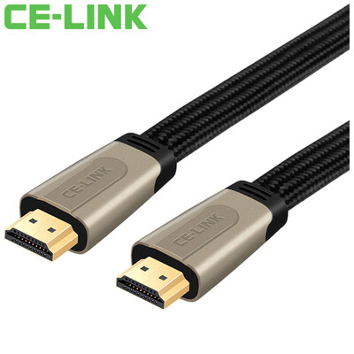 

CE-LINK Кабель HDMI 1,5 м плоский кабель с высоким разрешением кабель версия 2.0 компьютер HDTV монитор проектор линия поддержки 4K * 2K плетеный провод круглый 1836