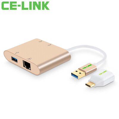 

CE-LINK 1311 Type-C to Gigabit Ethernet + USB3.0 Interface + OTG Hub USB-C Splitter HUB Cable Network Card Type-C to RJ45 Converter