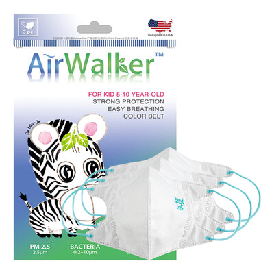 

Freshwalker Airwalker US imported filter child protective mask 25-5 years old double protection type Anti-PM25 anti-fog ear strap 3 package