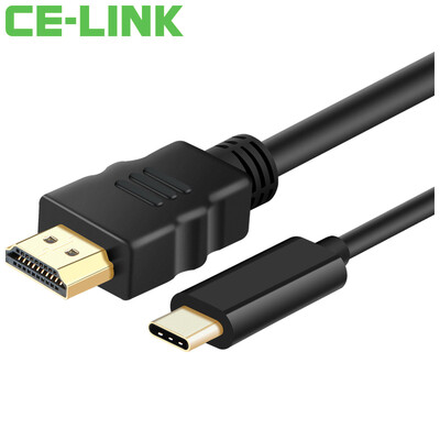 

CE-LINK Type-C adapter USB-C to HDMI high-definition conversion line 3 m computer mac with high-definition TV monitor projector line support 4K black 1654