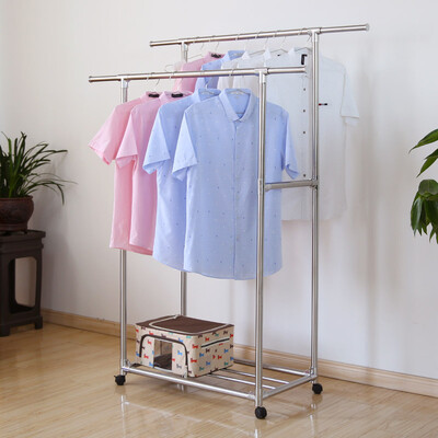 

Youyang floor drying rack bold stainless steel double pole drying rack telescopic mobile balcony aluminum alloy accessories hanger Y-6239