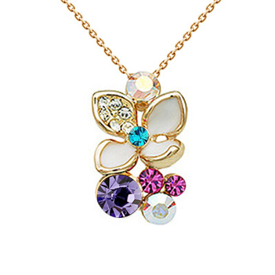 

Yoursfs@ Zircon Necklace Blooming Flower Necklaces & Pendants Wedding Jewelry For Women Romantic Collier Femme Cute Gift Bijoux