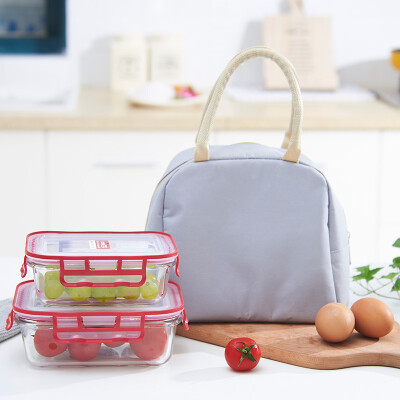 

Jingdong supermarket] Long Shida (longstar) heat-resistant glass microwave lunch box fresh box 2 sets of sealed tank lunch box with two-color lid 830ML + 550ML to send insulation bags
