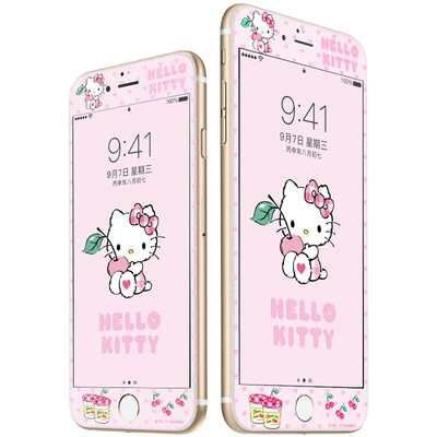 

Apple, плюс отличная подлинная HelloKitty iPhone7 стал Ободом стеклянной пленки волокна мембрана мягкого углерода флэш фильм пастельной вишня Кейти