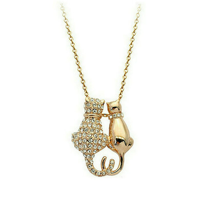 

Yoursfs® 18K Rose Gold Plated Love Cat Necklace Use Austrian Crystal Fashion Gemstone Necklace