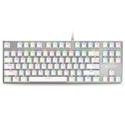 

Rapoo V500RGB ice plate 87 key Symphony backlight game mechanical keyboard backlit keyboard game keyboard computer keyboard notebook keyboard white tea