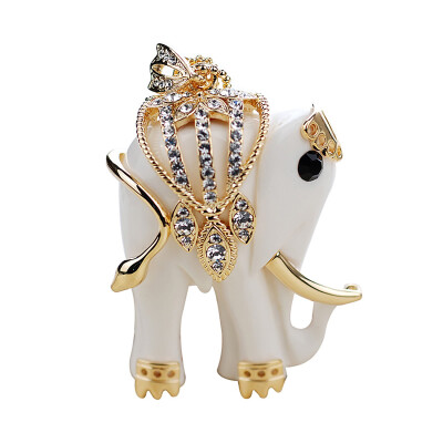 

Yoursfs@ 18K Rose gold Plated Charm White Enamel Lucky Elephant Long Animal Pendant Necklace Chain for Women Clothing