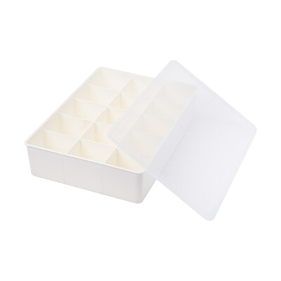 

Jiabei storage box plastic fifteen grid underwear socks small pieces storage storage box with transparent cover white