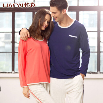 

Han Choi HACAI men&39s long sleeve thin models modal male pajamas home service suit purple blue 165 \ 90