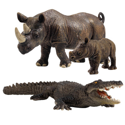 

SURPRESA V, Animal Set Toy Gift for Kids, Rhinoceros, Crocodile, 3pieces of one set