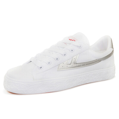 

Warrior canvas shoes low to help casual couple models with flat-bottom sports WL0003T silver white 37