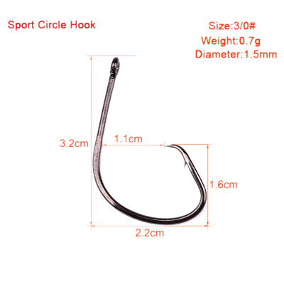 

10pcs Fishing Hooks Black Color Octopus/Circle Sport Circle Fish Hook Jig Big 1#-5/0# Size Bass New Arrival