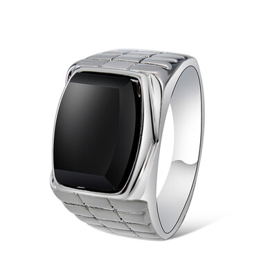 

Yoursfs@ Wedding Bands 18K White Gold Plated Fashion Jewelry Black Cubic Zirconia Men's Ring Gift