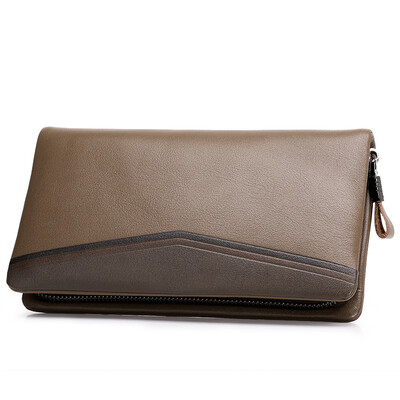 

Caroris new men's wallet genuine Leather long section large capacity wallet CQB086