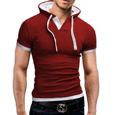 

Men'S T Shirt 2017 Summer Fashion Hooded Sling Short-Sleeved Tees Male T-Shirt Slim Male Tops 4XL