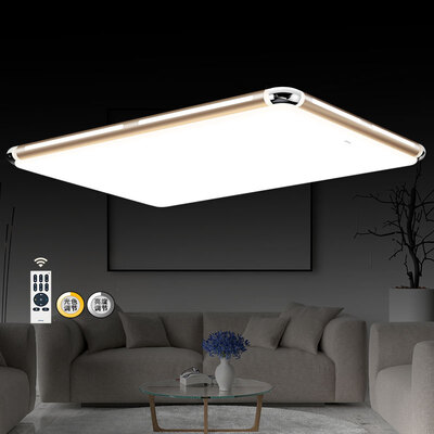 

Op lighting LED ceiling lamp large living room lights mobile phone remote control dual intelligent dimming color modern simple rectangular lighting 97 68cm115 watts 25-35 flat to send remote control