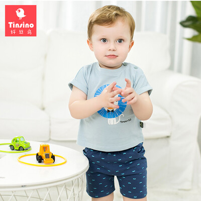 

TINSINO) children's clothing children's summer set children's boy baby cotton leisure short sleeve sets of stars cactus light orange 80
