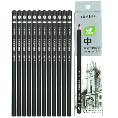 

Deli 58121 Charcoal Pencils 12-Pack Medium Hard