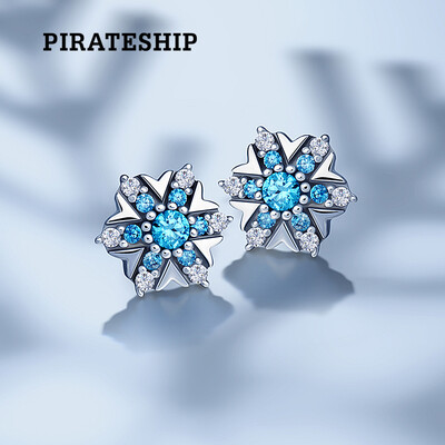 

Pirate ship pirateship silver ear studs synthetic cubic zirconia snowflakes small studs female temperament simple fashion wild earrings 925 silver earrings plated platinum earrings