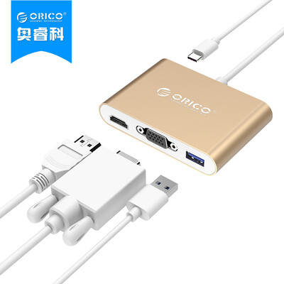

ORICO RCHV USB3.0 Splitter Supports Type-c to HDMI / VGA Hub MACBOOK Aluminum HD Converter Extended Accessories Gold