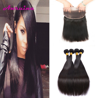 

Pre Plucked 360 Frontal with Bundles Peruvian 360 Lace Frontal Closure With Baby Hair&Human Bundles Grade 8A Human Hair