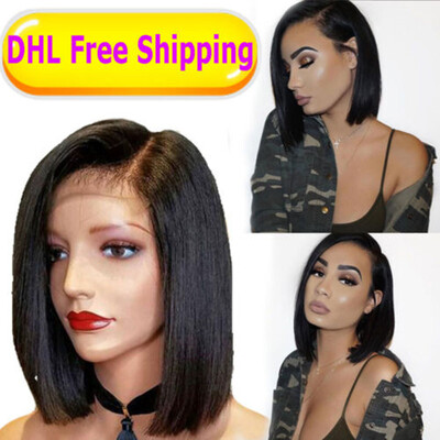 

Brazilian Virgin Human Hair Full Lace Bob Wigs For Black Women Glueless Left Side Part Human Hair Lace Front Wigs With Baby Hair