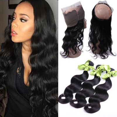 

Pre Plucked 360 Lace Frontal Closure Natural Hairline Malaysian Virgin Hair Body Wave Lace Band Frontal Closure with Baby Hair