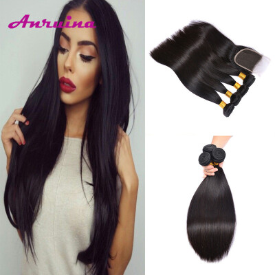 

Malaysian Straight Virgin Hair Weaves Remy Human Hair Bundles with Closure Grade 8A 100 Unprocessed Human Hair Extensions