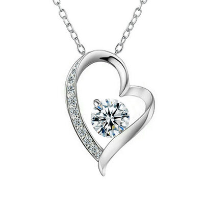 

Yoursfs@ Heart Necklace for Mother's Day with Round Austria Crystal Gift (18k White Gold Plated)