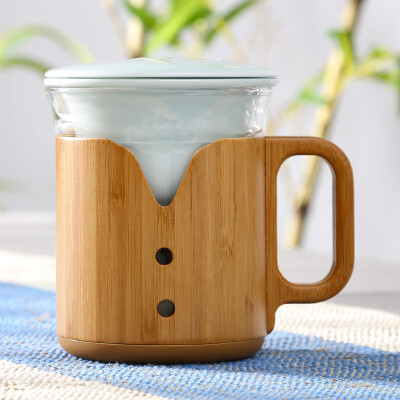 

Jingdong supermarket] Xiangfu glass tea cups cups glass cups office heat-resistant tea cups creative mugs bamboo cups