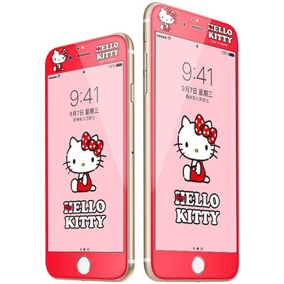 

Отличный плюс подлинный HelloKitty Apple iPhone7 стальной фильм полный охват мультфильм телефон защитная пленка 3D мягкий край анти-сломанный цветной фильм сидит Katie