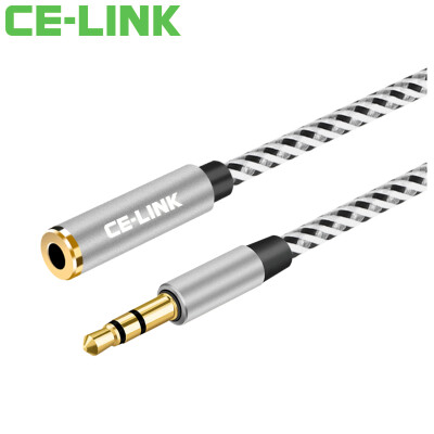 

CE-LINK 2445 car AUX audio line male to female extension cord 15 meters mobile phone flat headphone extension line car 35 stereo audio extension line space gray