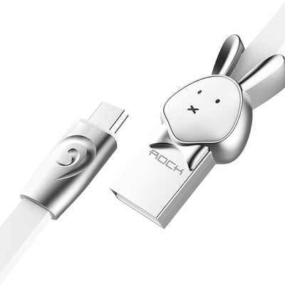 

Locke ROCK Andrews data cable zinc alloy cute cartoon rabbit micro charging cable for Samsung Huawei millet Meizu phone 1 meter white