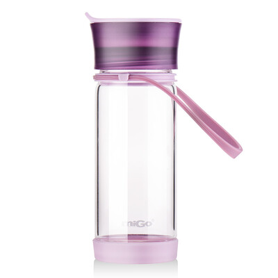 

【Jingdong Supermarket】 MIGO Glass Water Cup 0.38L Anti-drop Silicone Rope Portable Student Water Bottle With Cover Storage Cup