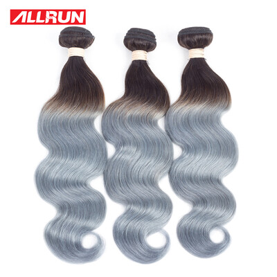 

Allrun Brazilian Body Wave 3pcs/Lot Ombre Silver Grey Dark Root Hair Weaving 1b/Gray Two Tone Brazilian Virgin Hair Human Hair Ext