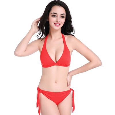 

Sexy Bikini Lady Swimwear Solid Color popular Sexy Bikini No Chest Pad High Elastic Swimsuit