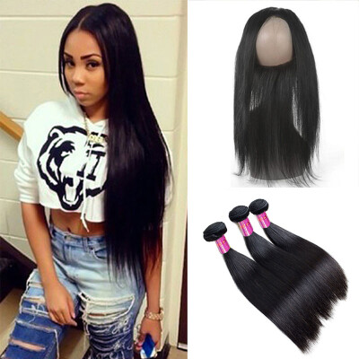 

Cheap 360 Lace Frontal With Bundles 7A Peruvian Virgin Hair Straight With 360 Frontal Pre Plucked 360 Lace Frontal With Bundles