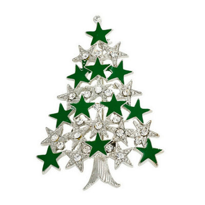 

Yoursfs@ New Year Christmas Tree Brooch Pin Collar Clip Scarf Accessory Jewelry Full Rhinestones Brooches Gift for Women