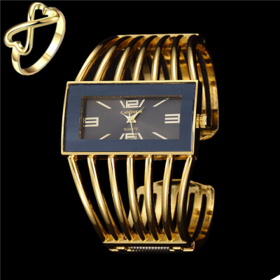 

2017 Fashion Women Dress Watch Luxury Brand Stainless Steel Wristwatch With 18K Gold Ring Ladies Eelgant Clock