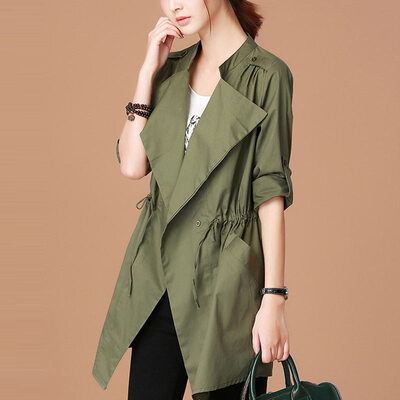

City plus CITYPLUS 2017 autumn new women&39s literature&leisure relaxed long section of large size women&39s clothing coat jacket CWWT178158 army green M
