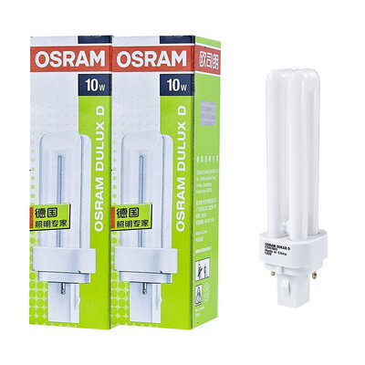 

Jingdong Supermarket] OSRAM (OSRAM) two needle plug tube 10W three primary colors double tube compact energy saving lamp daylight color (2 loaded