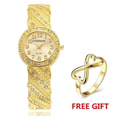 

Luxury Fashion Women Watch Fashion Rhinestone Wristwatch Women's Quartz Watch Dress Clock With Ring