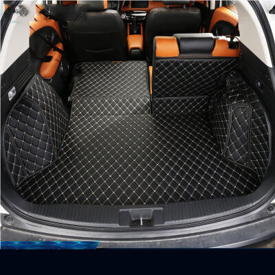 

Huashi Honda Binzhi trunk mat Binzhi full surrounded leather car trunk mat Binzhi car tail box mat conversion Binzhi special accessories Lingge section 5 sets - sports black