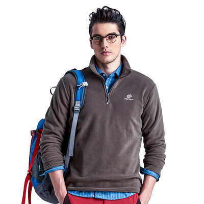 

TECTOP catching fleece outdoor thickening warm men&women catching fleece solid color stand collar half cardigan soft&comfortable catching fleece MZRY033 male khaki 2XL