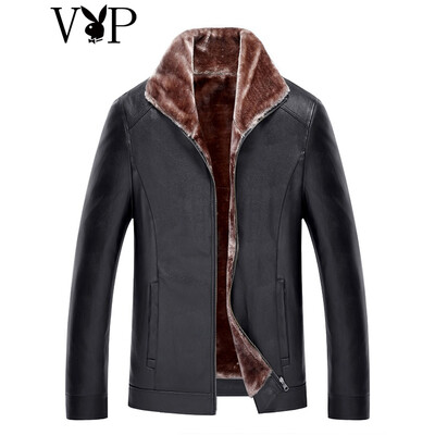 

Playboy guest of honor 2017 men's fur clothing qiu dong and velvet business casual PU jacket with pure color fur clothing coat man