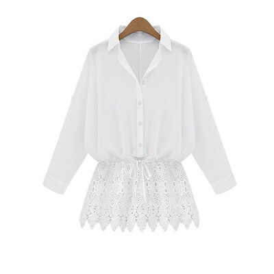 

A new summer dress lace shirt with long sleeves and a lady's blouse