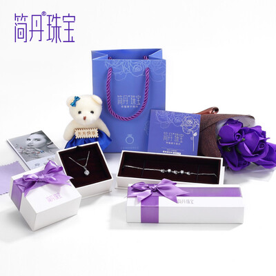 

Jane's GD 925 Silver Clover Bracelet with Clover Necklace Set Gift Box Wife Send Girlfriend Gift Box Set