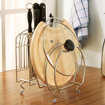 

Ou Runzhe shelf multi-functional flat iron version kitchen utensils cutting board storage rack white